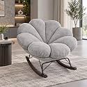 The Attic FloraNest Rocking Chair, Living Room, Bedroom Modern Chair, Cozy &amp; Comfy Light Grey