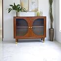 The Attic Jodhpur Sideboard, Multipurpose Cabinet for Kitchen and Living Room Storage, Crockery Storage, Solid Wood Handcarved Marvel, Natural + White Matte Finish
