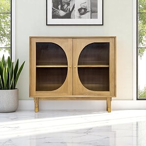 the attic kingston sideboard natural glassmultipurpose cabinet for kitchen and living room storageclassy sideboardsolid mango woodnatural matte finish