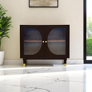 the attic kingston sideboard walnut glassmultipurpose cabinet for kitchen and living room storageclassy sideboardsolid mango woodwalnut matte finish