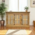 The Attic Oregon 3 Door Sideboard with Cane,Multipurpose Cabinet for Kitchen and Living Room Storage,Classy Sideboard,Solid Mango Wood,Natural Matte Finish