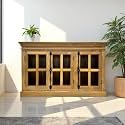 The Attic Oregon 3 Door Sideboard,Multipurpose Cabinet for Kitchen and Living Room Storage,Classy Sideboard,Solid Mango Wood,Natural Matte Finish