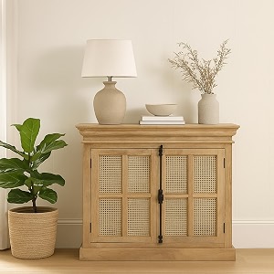 the attic oregon sideboard small multipurpose cabinet for kitchen and living room storage cane sideboard solid mango wood natural matte finish