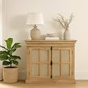 The Attic Oregon Sideboard Small, Multipurpose Cabinet for Kitchen and Living Room Storage, Cane Sideboard, Solid Mango Wood, Natural Matte Finish