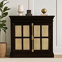 The Attic Oregon Sideboard Small, Multipurpose Cabinet for Kitchen and Living Room Storage, Cane Sideboard, Solid Mango Wood, Walnut Matte Finish