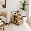 The Attic Riviera Bar Trolley, Trolley Table for Living Room, Bar and Kitchen Serving Trolley, Solid Wood Trolley, Modern Trolley
