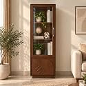The Attic Sculpted Leaf Kitchen Cabinet Multipurpose Cabinet for Bedroom Living Room Study bar, Solid Wood Bookshelf/Kitchen Cabinet, Provential Teak Finish