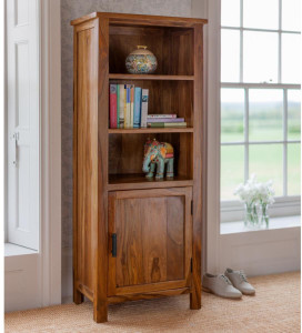 the attic sheesham solid wood close book shelf finish color - honey 4 pre-assembled