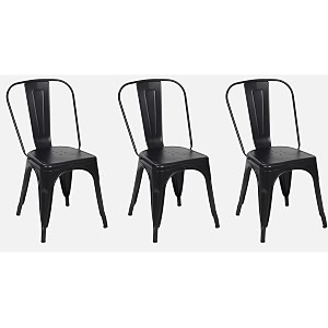 the attic tolix chairset of 3 chairs for living room and dining roomergonomic chairblack matte powder coated finish