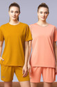 Attirea Graphic Print Women Round Neck Yellow, Pink T-Shirt