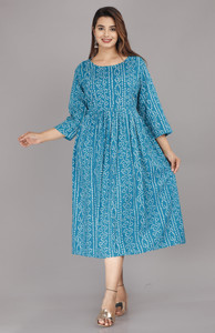 attirezilla printed geometric print viscose rayon anarkali kurta for women light blue