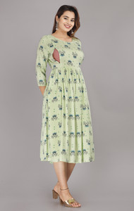 attirezilla printed geometric print viscose rayon anarkali kurta for women light green