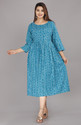 ATTiREZiLLA Printed, Geometric Print Viscose Rayon Anarkali Kurta for Women (Light Blue)