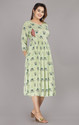 ATTiREZiLLA Printed, Geometric Print Viscose Rayon Anarkali Kurta for Women (Light Green)