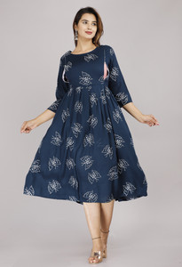 attirezilla printed geometric print viscose rayon anarkali kurta for women blue