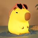 Attivolife Capybara Night Light, Sunglasses Capybara Silicone Lamp for Girls, Touch Nightlight Portable with Dim, Funny Bathroom Table Decor Birthday Xmas Gift for Women Friends（Pink Glasses）