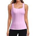 ATTRACO Ribflex Workout Tank Tops for Women Full Length Gym Athletic Top