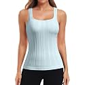 ATTRACO Ribflex Workout Tank Tops for Women Full Length Gym Athletic Top