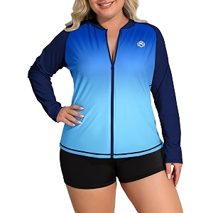 attraco women39s rashguard swimsuit zip front sun protection swim shirt upf 50