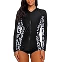ATTRACO Women39s Rashguard Swimsuit Zip Front Sun