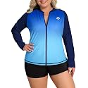 ATTRACO Women's Rashguard Swimsuit Zip Front Sun Protection Swim Shirt UPF 50+