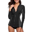 ATTRACO Women39s Rashguard Swimsuit Zip Front Sun