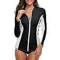ATTRACO Women39s Rashguard Swimsuit Zip Front Sun