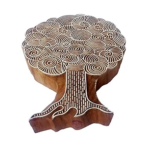 attractive print block large swirl tree pattern big wooden stamp