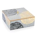 Attro Circle Gold Designer Wooden Lid Square Multipurpose Box for Kitchen Storage, Chapati, Chocolate
