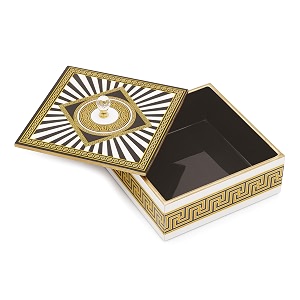 attro elegant spiral black designer wooden square multipurpose box with lid for kitchen storage chapati box chocolate box