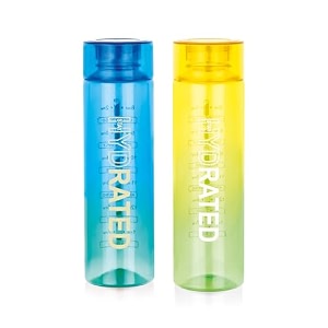 attro glitz 1000ml dual color round plastic water bottle fridge bottle  wide mouth bpa-free leakproof ideal for gym office amp travel set of 2- assorted