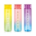 ATTRO Glitz 1000ml Dual Color Round Plastic Water Bottle Fridge Bottle – Wide Mouth, BPA-Free, Leakproof, Ideal for Gym, Office & Travel Set Of 3- Assorted