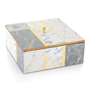 attro marble gold designer wooden square multipurpose box with lid for kitchen storage box chapati box chocolate box
