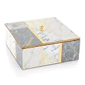 Attro Marble Gold Designer Wooden Square Multipurpose Box with Lid for Kitchen Storage Box, Chapati Box, Chocolate Box