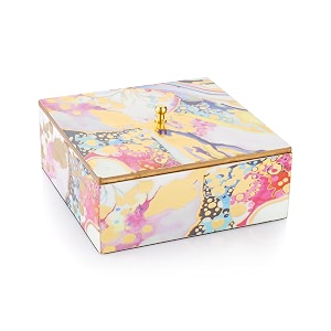 attro elegant rainbow gold designer wooden square multipurpose storage box with lid for kitchen accessories or serving