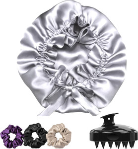 attune premium satin silk bonnet for hair with massager for shining and smooth hair