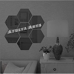 3d acrylic stickers mirror red hexagon wall sticker with 10 butterfly decorative sticker - pack of 7 105 cm x 121 cm for home living room bedroom office decor
