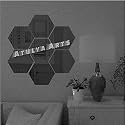3D Acrylic Stickers Mirror Red Hexagon Wall Sticker with 10 Butterfly Decorative Sticker - (Pack of 7) (10.5 cm x 12.1 cm) for Home Living Room Bedroom Office Decor