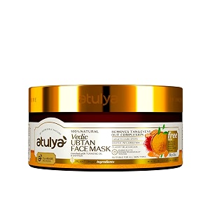 atullya vedic ubtan face mask for glowing amp healthy skin  reduces tanning boosts collagen production amp moisturizes skin  sulphate paraben amp silicone free  all skin types 200g