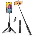 ATUMTEK Selfie Stick Tripod, 3-in-1 Extendable Aluminum Phone Tripod with Detachable Bluetooth Remote, Compatible with iPhone 17/16/15/14/13/12/11/11 Pro/XS Max/XR and Samsung Smartphones, Black