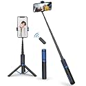 ATUMTEK Selfie Stick Tripod, 3-in-1 Extendable Aluminum Phone Tripod with Detachable Bluetooth Remote, Compatible with iPhone 17/16/15/14/13/12/11/11 Pro/XS Max/XR and Samsung Smartphones, Blue
