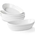 Au Gratin Baking Dishes for Oven Safe, Porcelain Mini Casserole Dish (6pc Set). 10oz Individual Gratin Dishes Set, Ceramic Small Baking Dish for Single Serving, Banana Split Bowls, 7.6x4.4in
