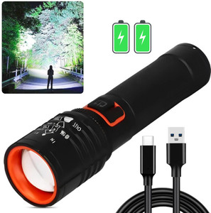aubade m035 zoomable led metal torch5 modes flashlight super bright 15w 8 hrs torch emergency light