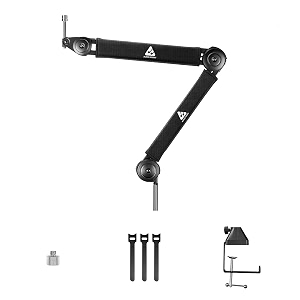 audio array aa-10 heavy duty springless microphone arm stand  50cm50cm100cm length with 18kg capacity for stability  non-rebound arm along with multi-angle adjustment  5834 - 3834 screw adapter