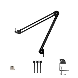 audio array aa-14 springless microphone arm  heavy duty stand with 13kg weight capacity for stablility amp multi-angle adjustment  5834 to 3834 screw adapter  0534 thick metal tube  cable ties