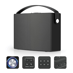 audio array groove wireless bluetooth 53 bookshelf speaker 30w  5400mah upto 24h long battery  3 eq modes  stylish premium metal body  superior bass quality am-w46