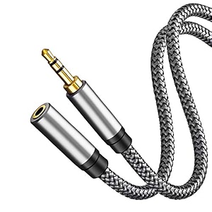 audio extension cable 25ftaudio auxiliary stereo extension audio cable 35mm stereo jack male to female stereo jack cord for phones headphonestablets mp3 players and more 25ft8m silver