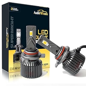 audio wheels grey 9012 car led headlight bulbs 9012-160w 16000 lumens super bright led headlight conversion kit for cars 6000k cool white quick installation halogen replacement pack of 2 