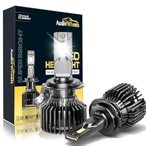 audio wheels h7 led headlight bulbs  160w high-performance lighting 16000 lumens brightness 6000k cool white glow quick and easy installation for enhanced nighttime visibility