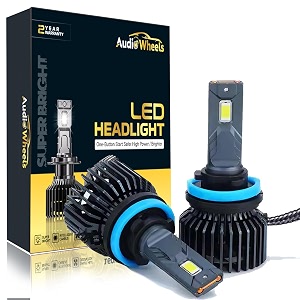 audio wheels h8h11 led headlight bulbs  160w high-performance lighting 16000 lumens ultra-bright output 6000k cool white glow for superior visibility and enhanced safety